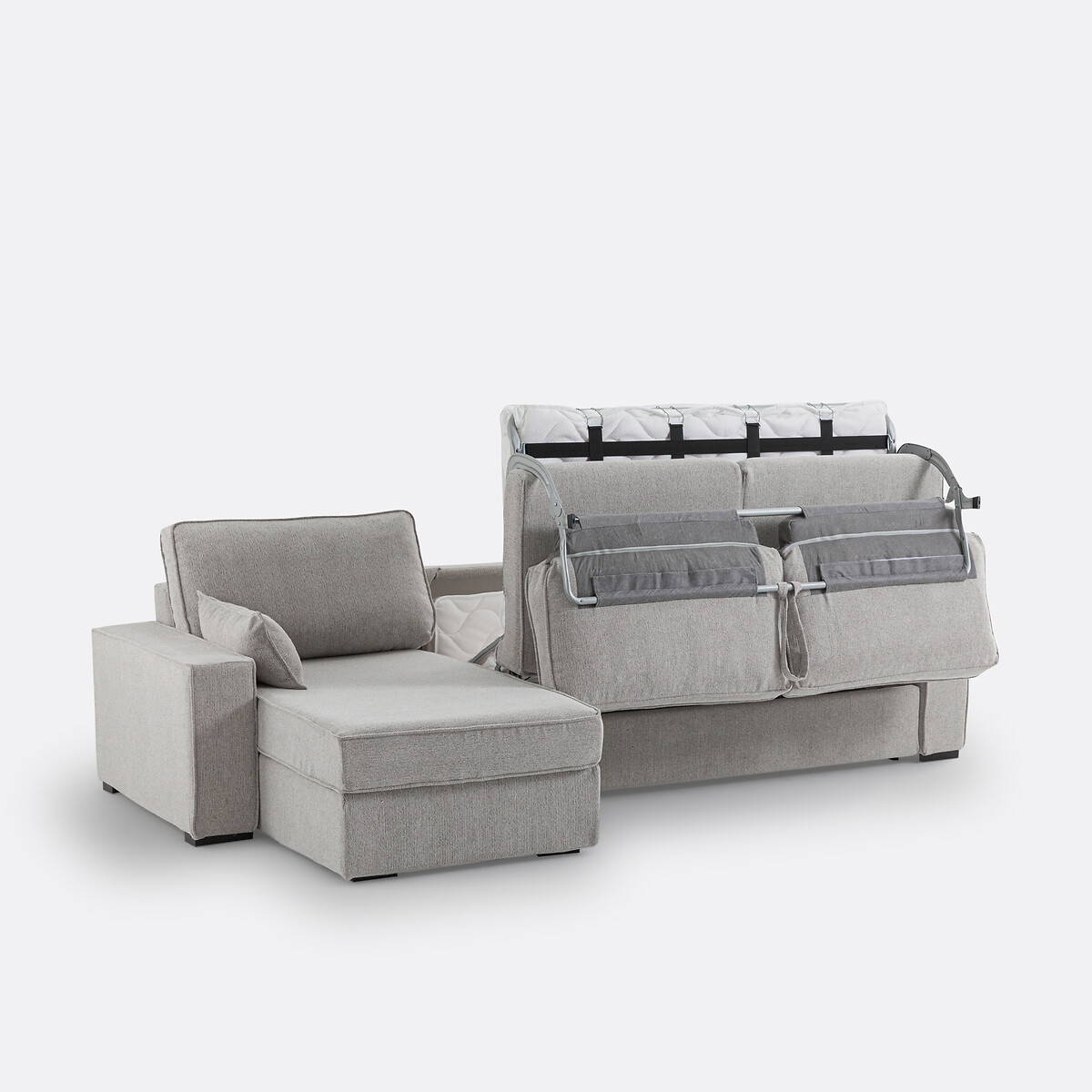 LA REDOUTE INTERIEURS<br>Sofá-cama de canto em tecido texturizado, bultex, Cécilia