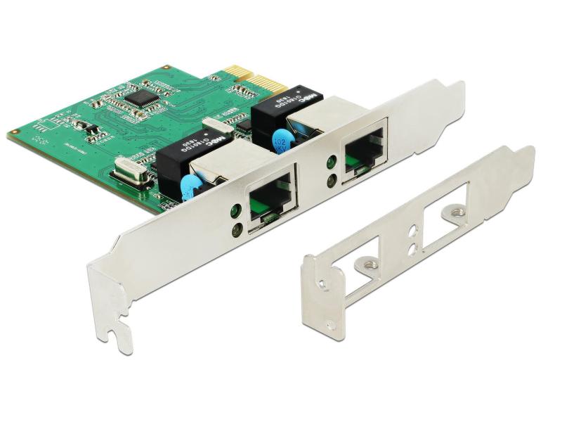 Delock Netzwerkkarte 2 Ports, 1Gbps Realtek RTL8111H Chipsa Delock PCI Express Karte zu 2 x Gigabit LAN