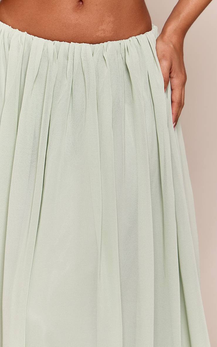 Vert Sauge Ensemble Jupe Longue En Mousseline Petite