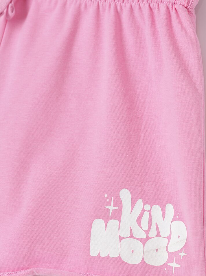 Conjunto de top e shorts com estampa - Rosa Médio