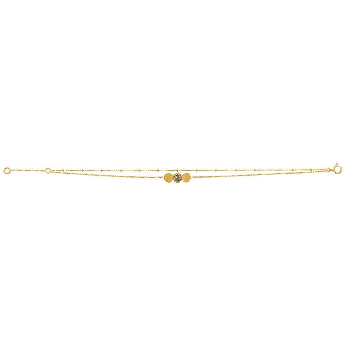 Bracelet double rangs 3 ronds or jaune 9 carats