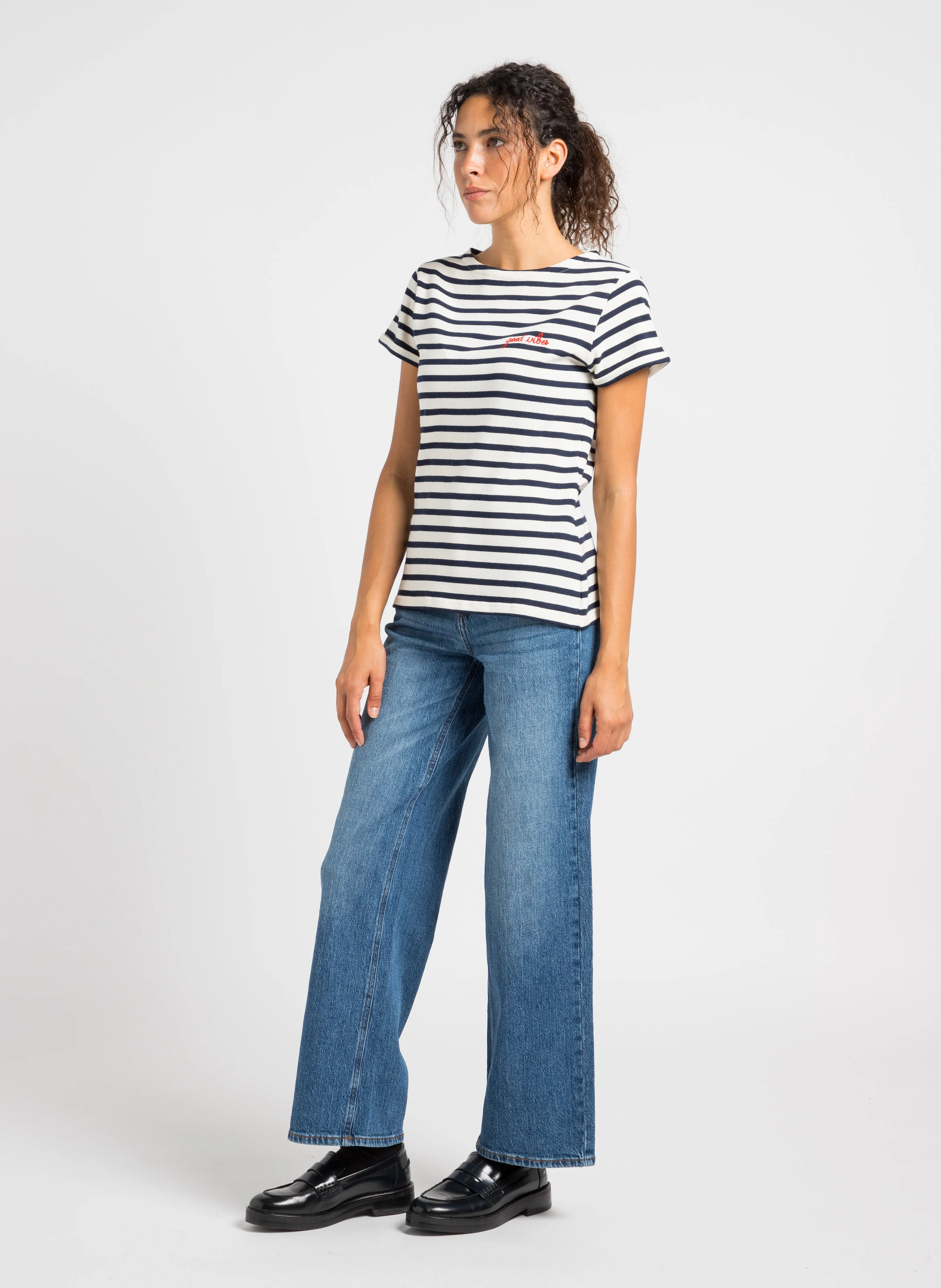 COLOMBIER SS GOOD VIBES- Tee-shirt col rond en coton biologique | Blanc