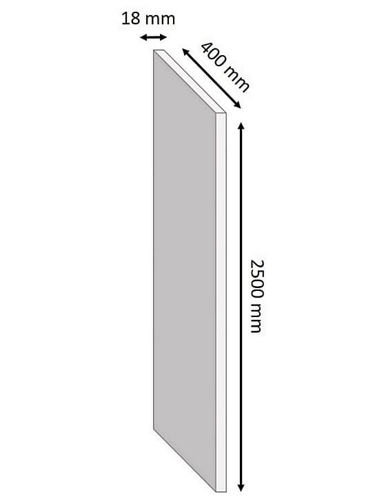 Tablette mélaminé blanc 40 x 250 cm, ép.1,8 cm