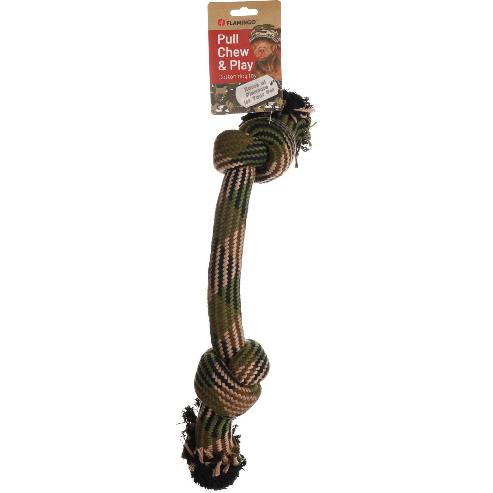 Jouet corde avec 2 nœuds camouflage ø 10 x 53 cm pour chien