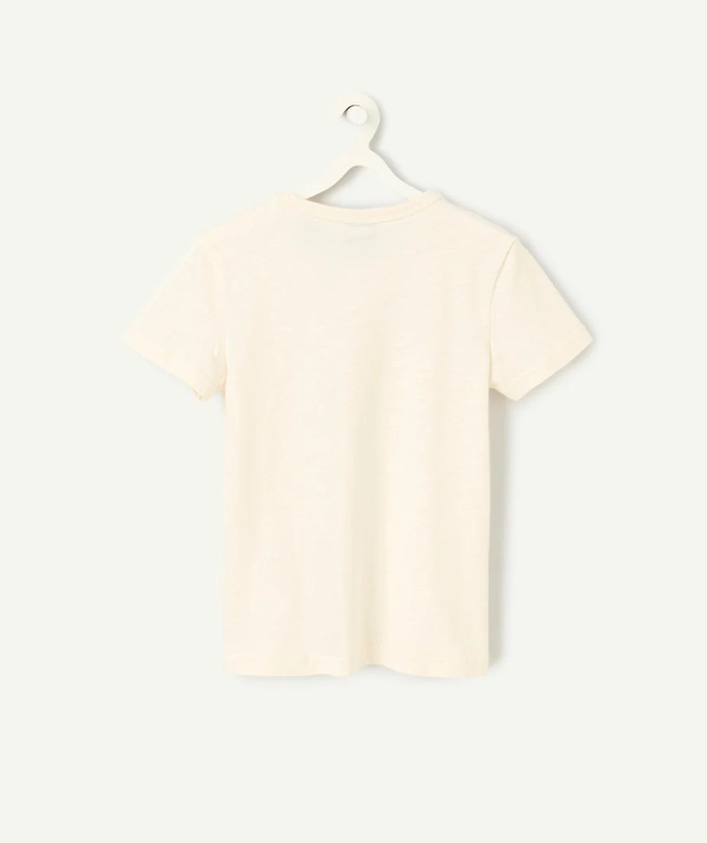 t-shirt en coton bio écru thème anniversaire TAO 4 ans