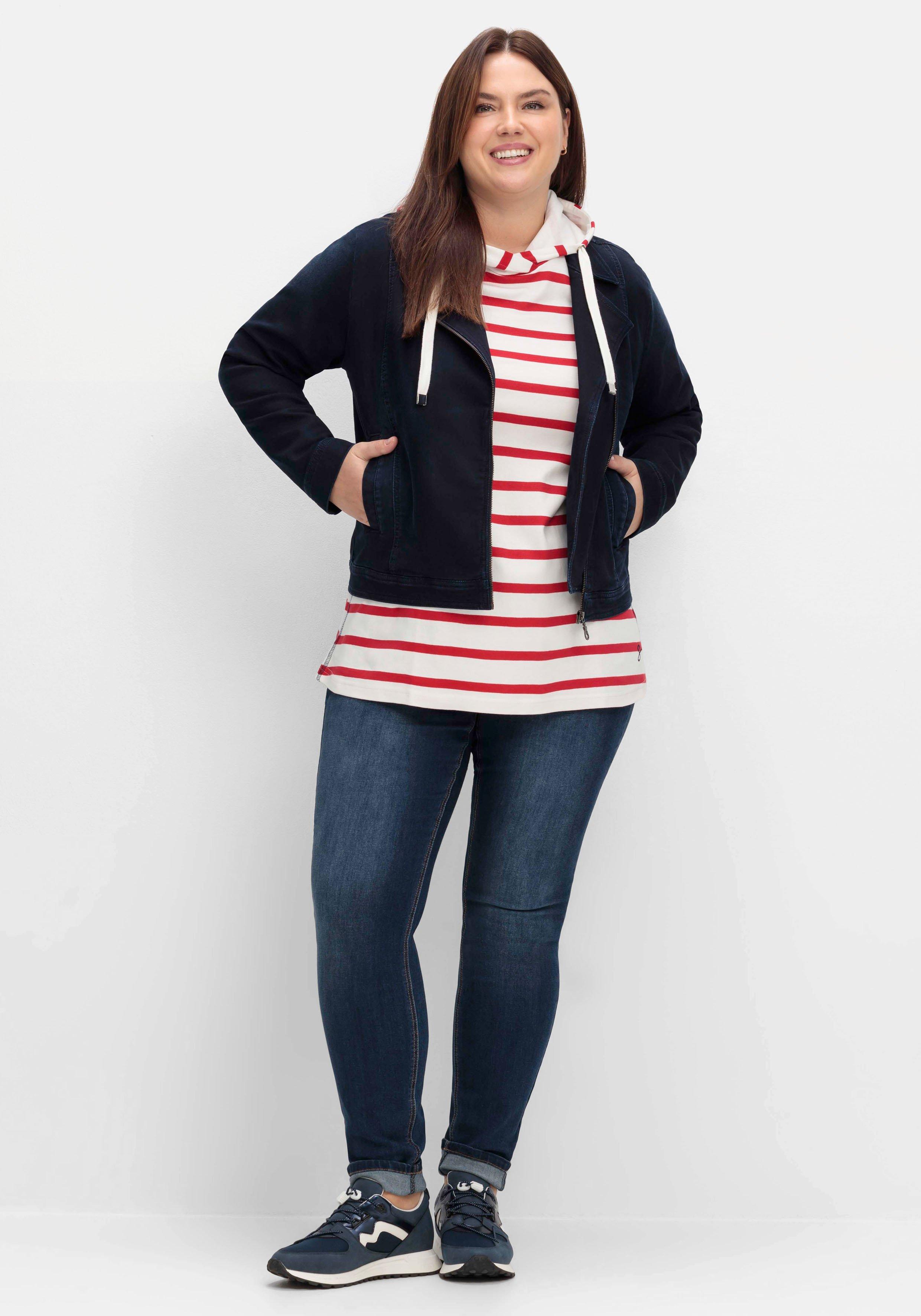 Jeansjacke im Bikerstil, aus Sweatdenim