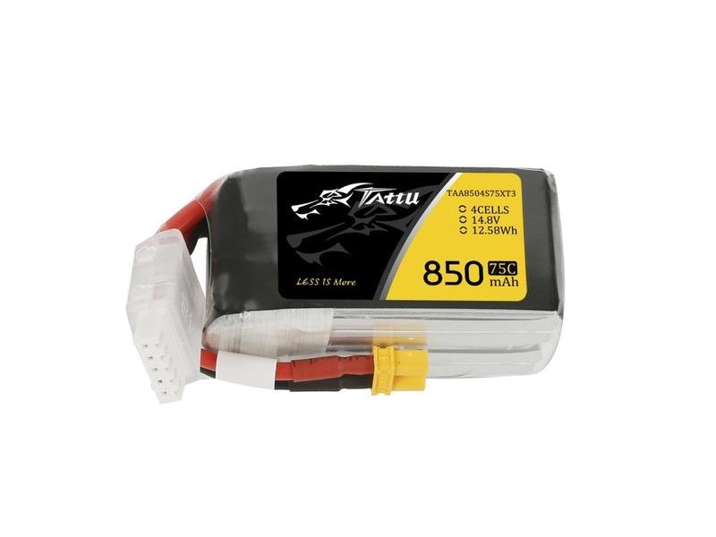 Tattu RC-Akku LiPo 850 mAh 14.8 V 75C 4S LiPo Akku für Racecopter mit XT30 Stecker
