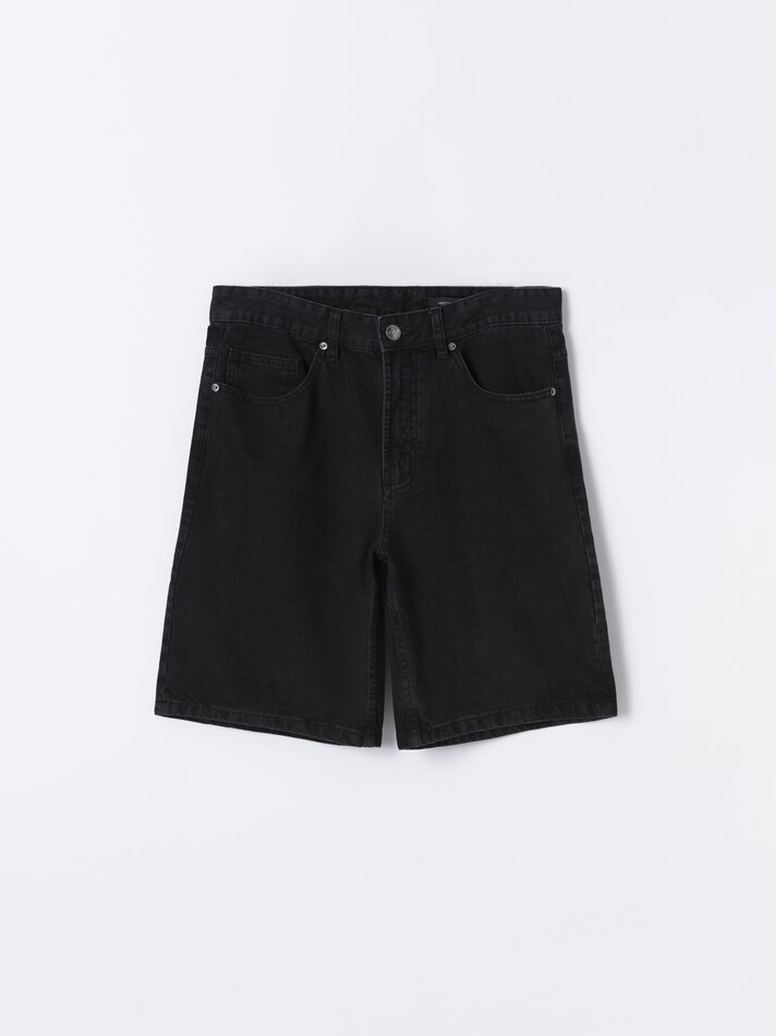 Bermuda jeans slim fit - Preta