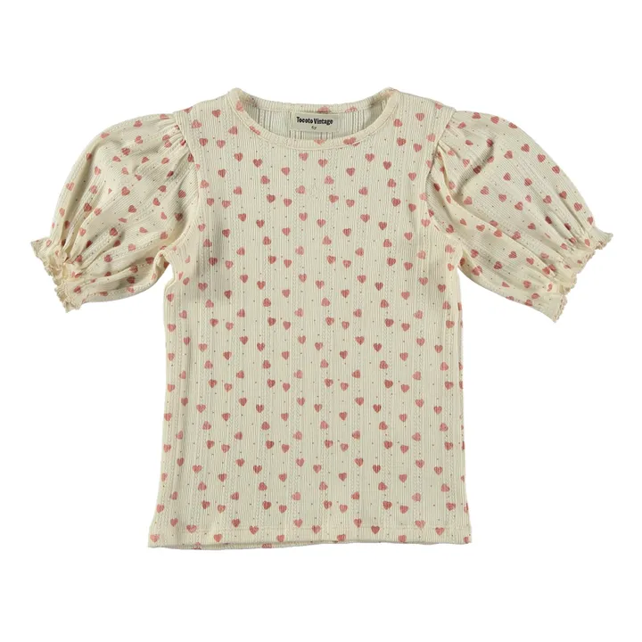 Tocoto Vintage T-Shirt Cœurs Coton Bio | Ecru
