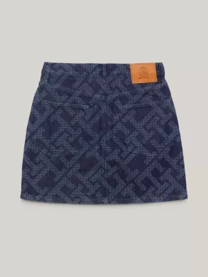 Minissaia jeans com monograma Crest TH