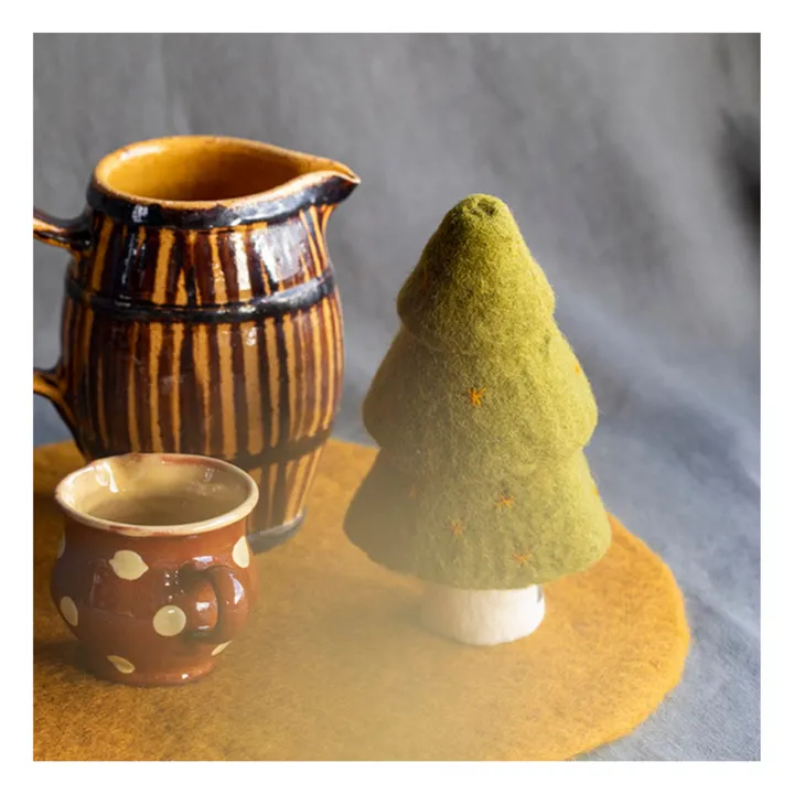 Muskhane Sapin décoratif en feutre - Set de 3 | Vert Tilleul