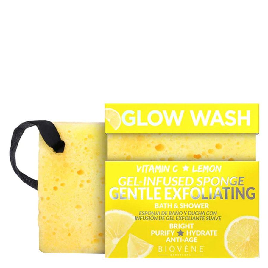 Biovène Glow Wash Gentle Exfoliating Vitamin C & Lemon Gel-Infused Sponge 75g