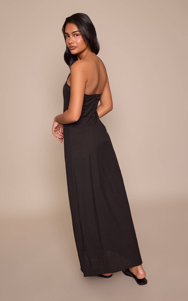 Noir Robe Fourreau Bandeau Aspect Lin