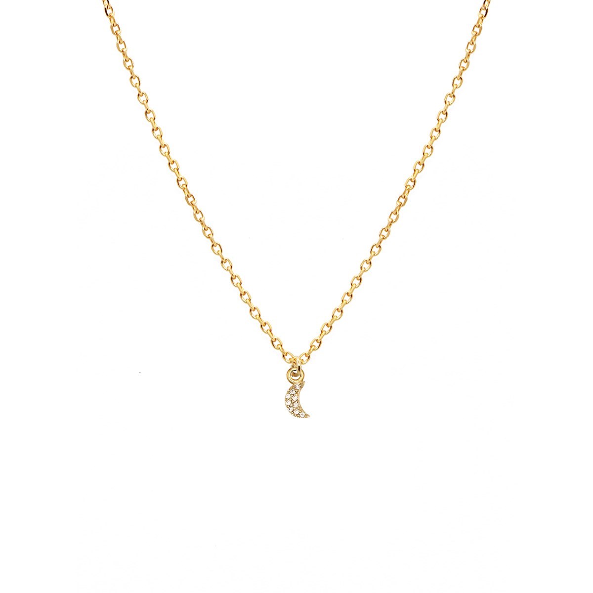 Collier lune zircons doré à l'or fin 24k LILY