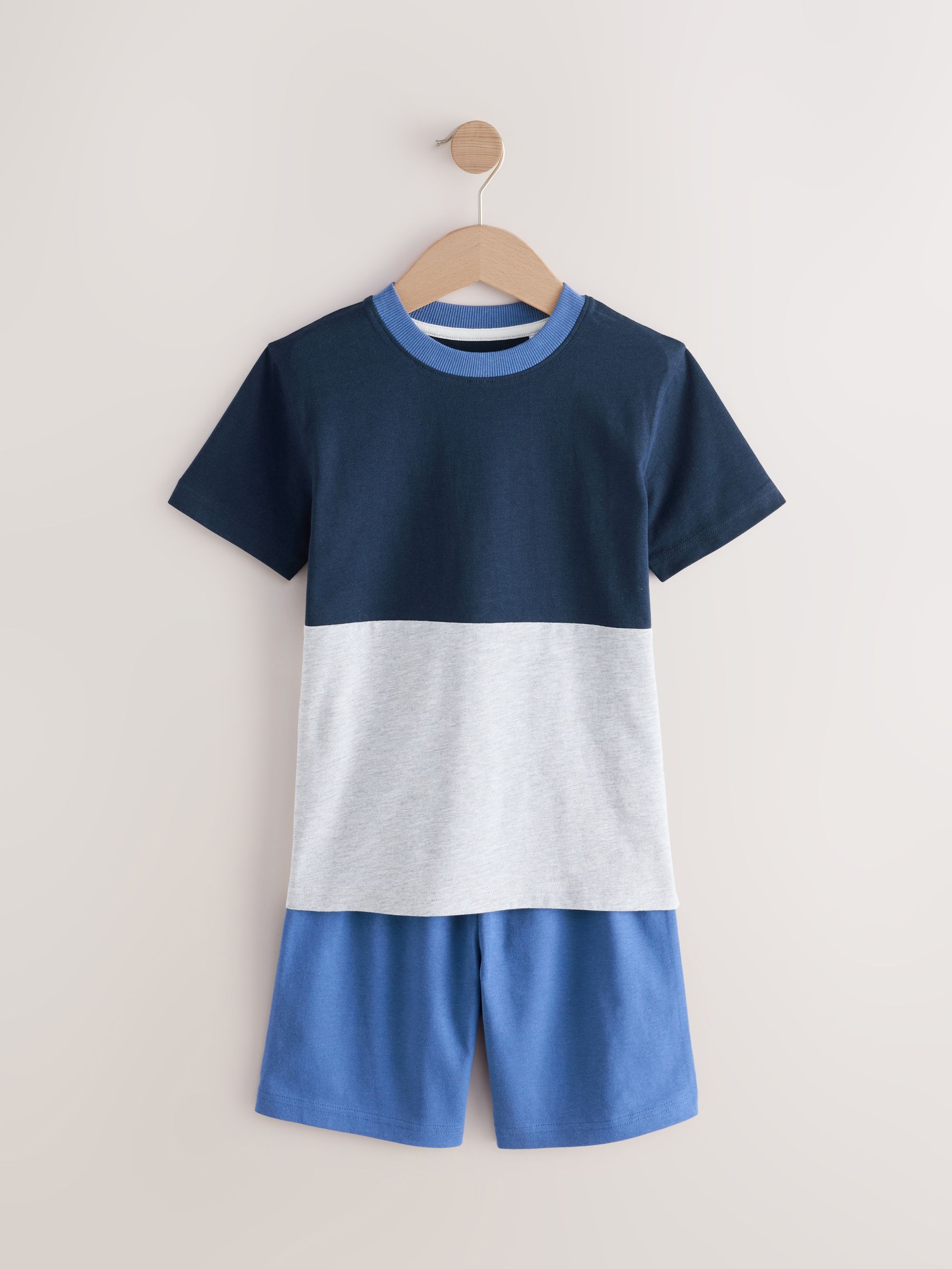 Donkerblauw/grijs - Set van 3 pyjama's met short (3-16 jr)