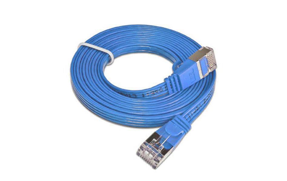 Slimpatchkabel RJ-45 - RJ-45, Cat 6, STP, 5 m, BlauGeschirmtes Twisted-Pair-Kabel (STP) mit Klinkenschutz