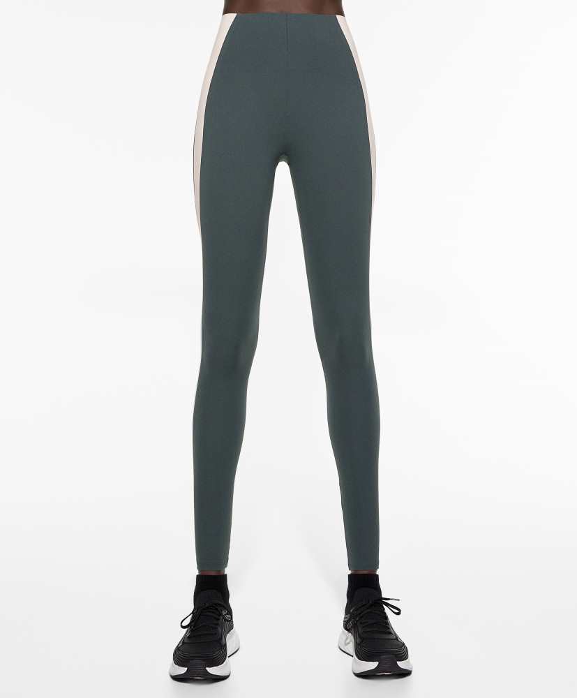 Leggings de compressão com blocos de cor até o tornozelo, 65 cm