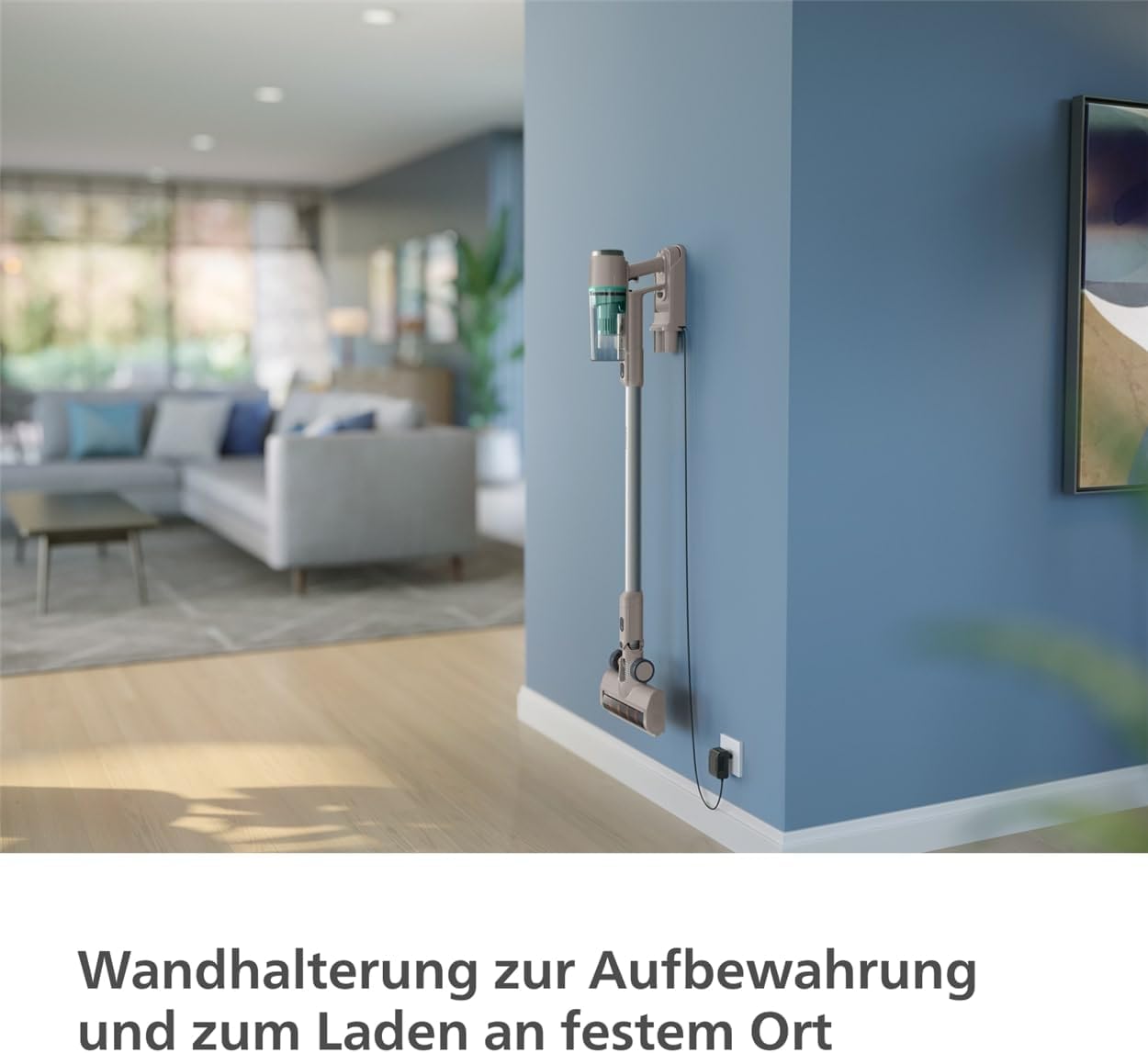 Philips Akku-Staubsauger 2000 Serie. Starke Saugkraft auf Hartböden, 40min Laufzeit, LED-Düse, austauschbarer Akku, leicht, 3-stufige Filterung, Wandhalterung (XC2012/01)