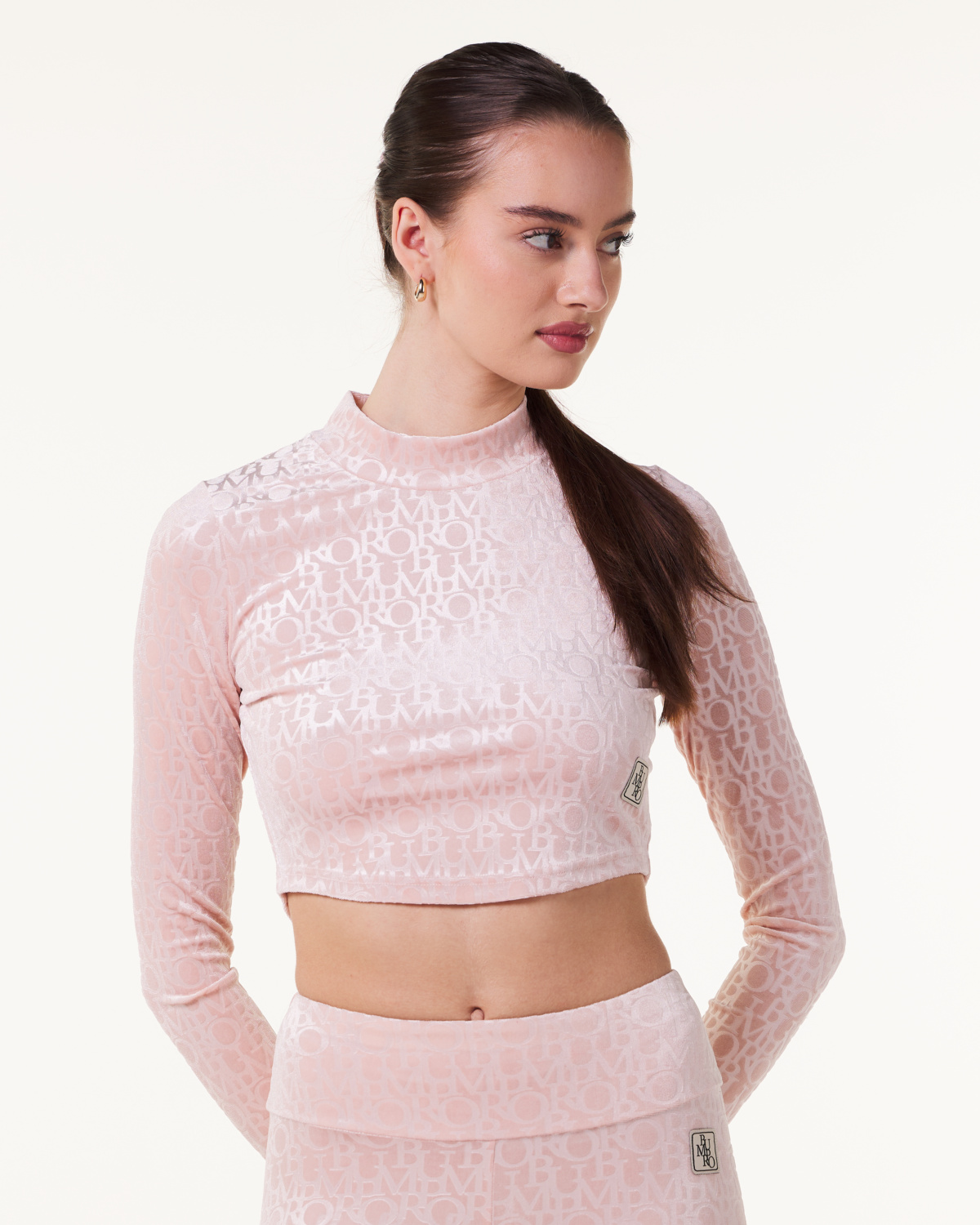 Bumpro Logomania Velour Turtle Neck Pink Evening