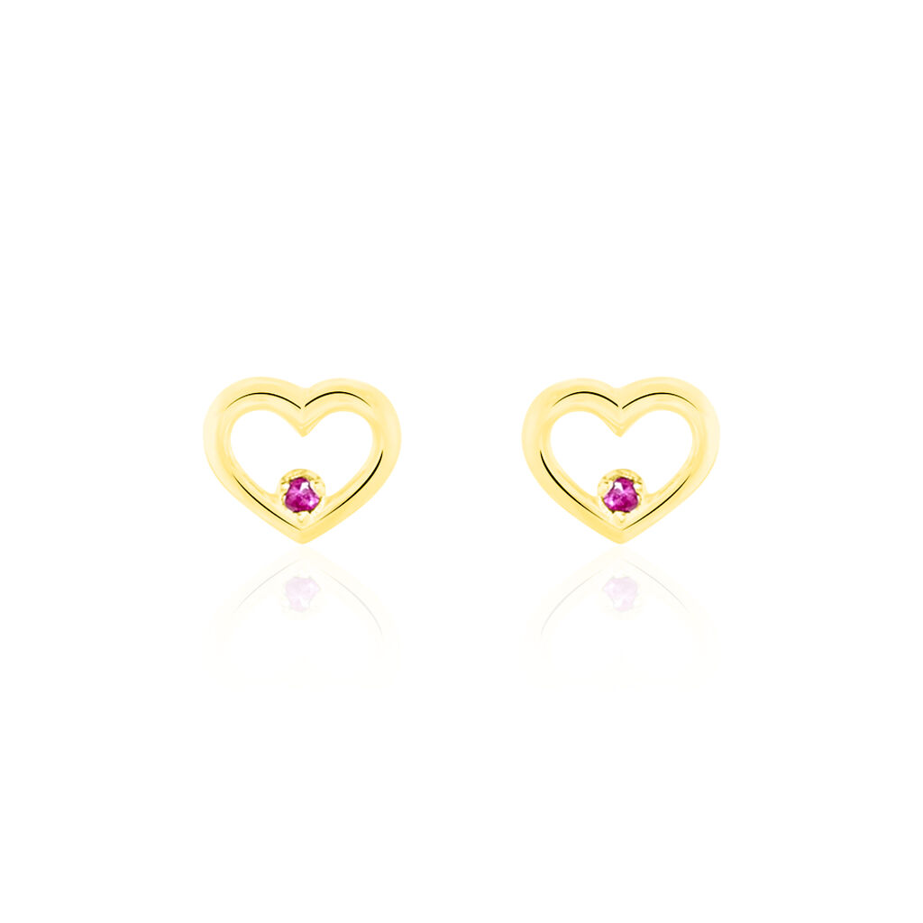 Boucles D'oreilles Puces Martella Or Jaune Rubis