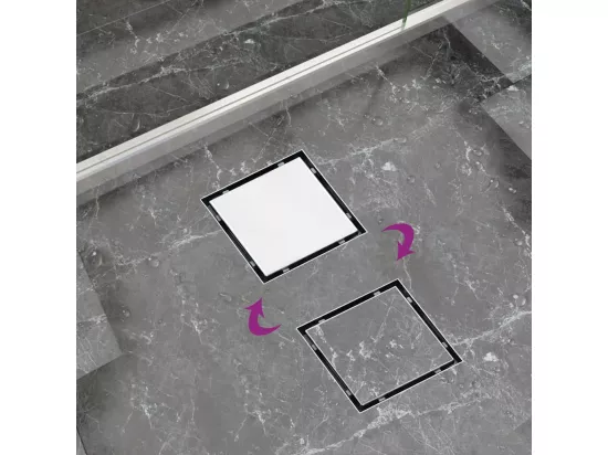 Prolenta Premium - Drain de douche avec couvercle 2 en 1 28x28 cm Acier inoxydable