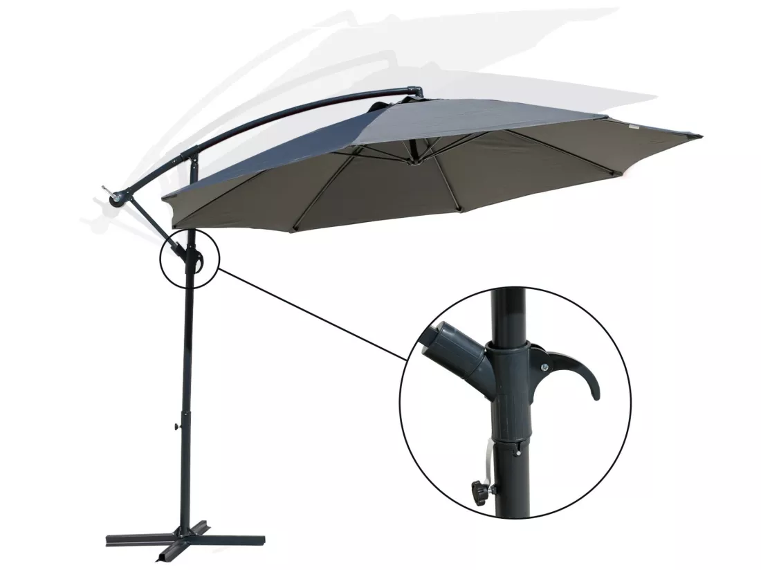 Parapluie de Jardin Gris foncé 3x3 Parasol en acier Décentralisé