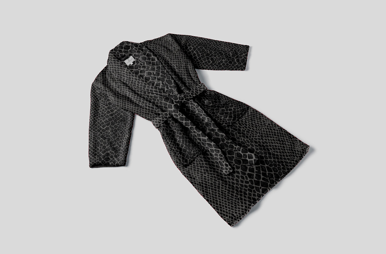 LINNICK Flanel Fleece Badjas Snake - zwart|antraciet