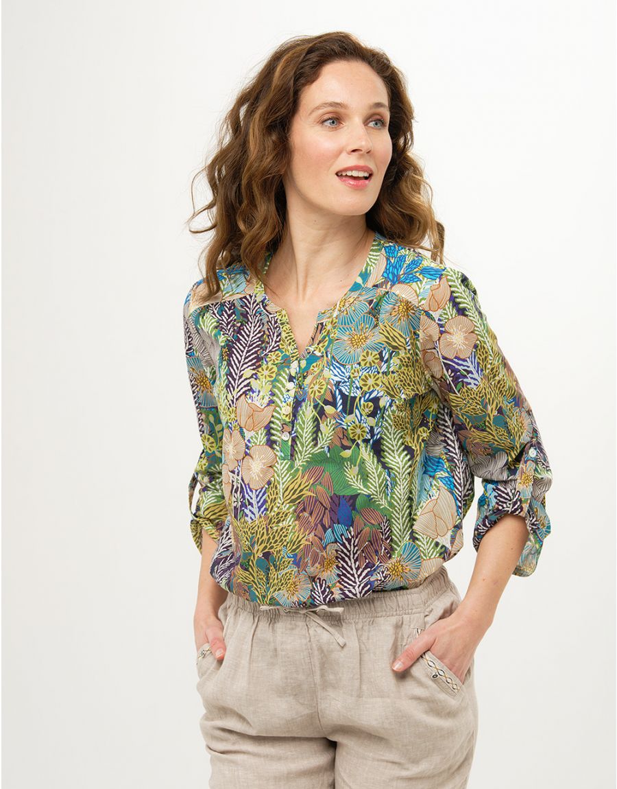 Blouse 100% coton bleu