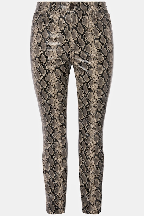 Hose, Skinny Fit, Snake Print, 5-Pocket, Lederoptik