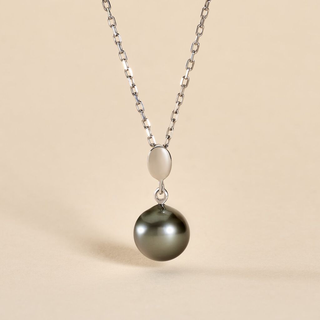 Pendentif Manolita Or Blanc Perle De Culture De Tahiti