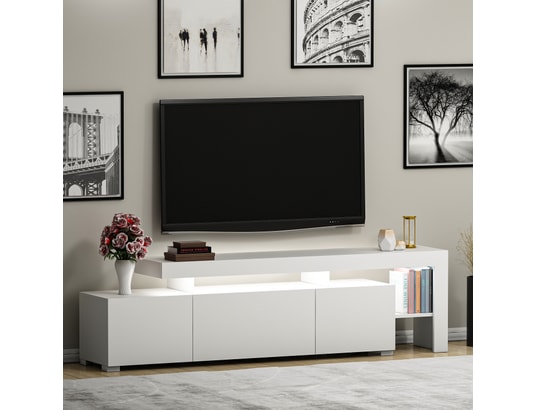 CONCEPT1 - Meuble TV Beliz - Blanc 192 x 53 x 37