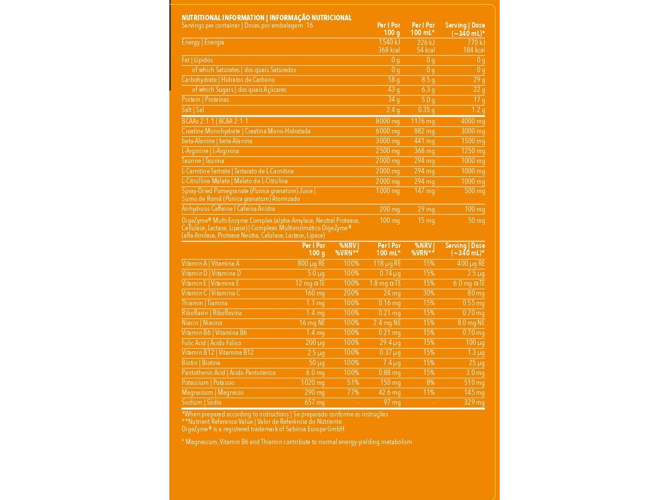 PRÉ TREINO ENERGY CHARGE PROZIS LARANJA 800G