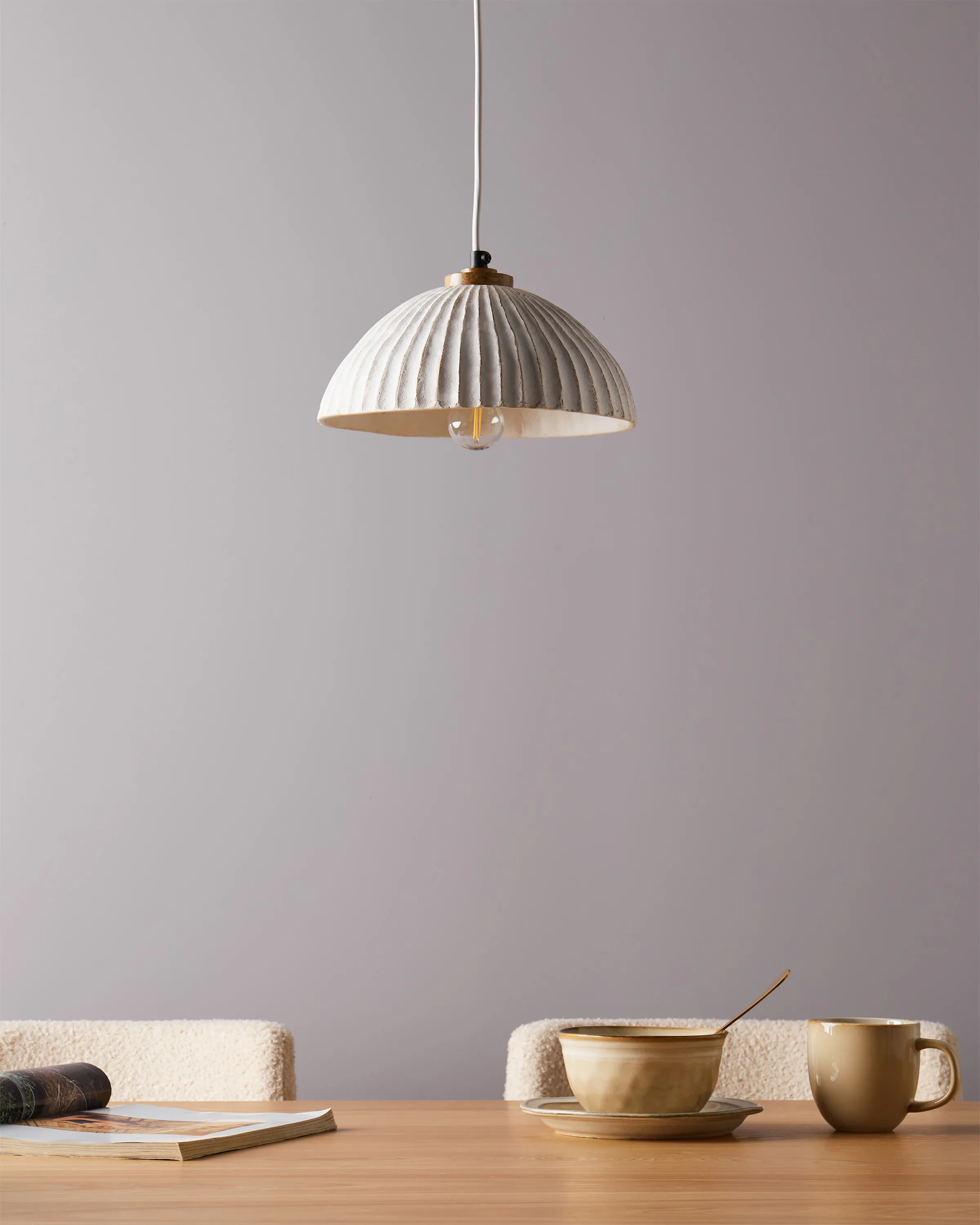 Hanglamp COTTICA Papier-mâché Wit