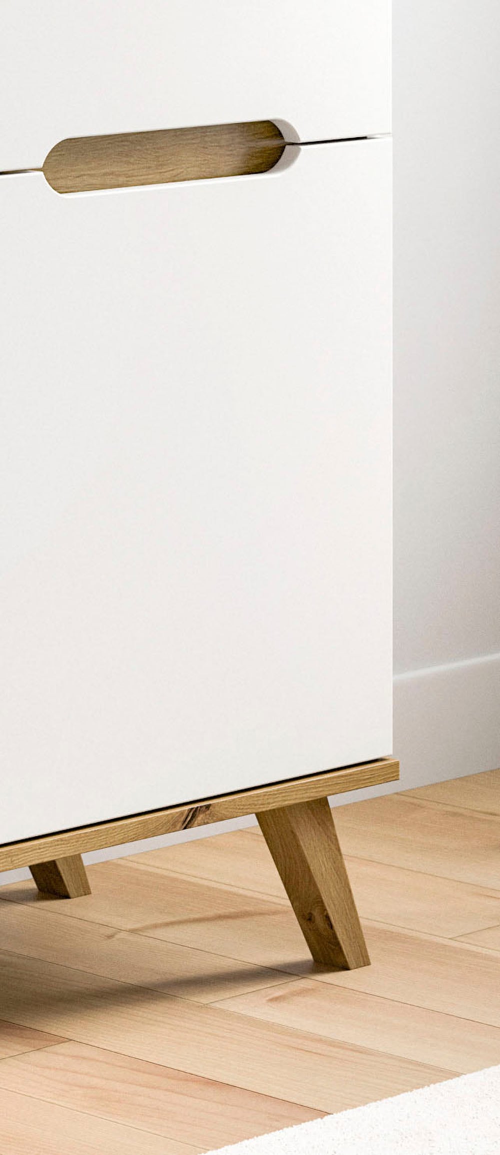 Home affaire Sekretär »Alesund, Höhe 118cm, 2 Türen, 1 Schubkasten,konischer Fuss, Scandi-Look« Anrichte, Schrank, Kommode, Midischrank, Wohnmöbel, Wohnzimmer