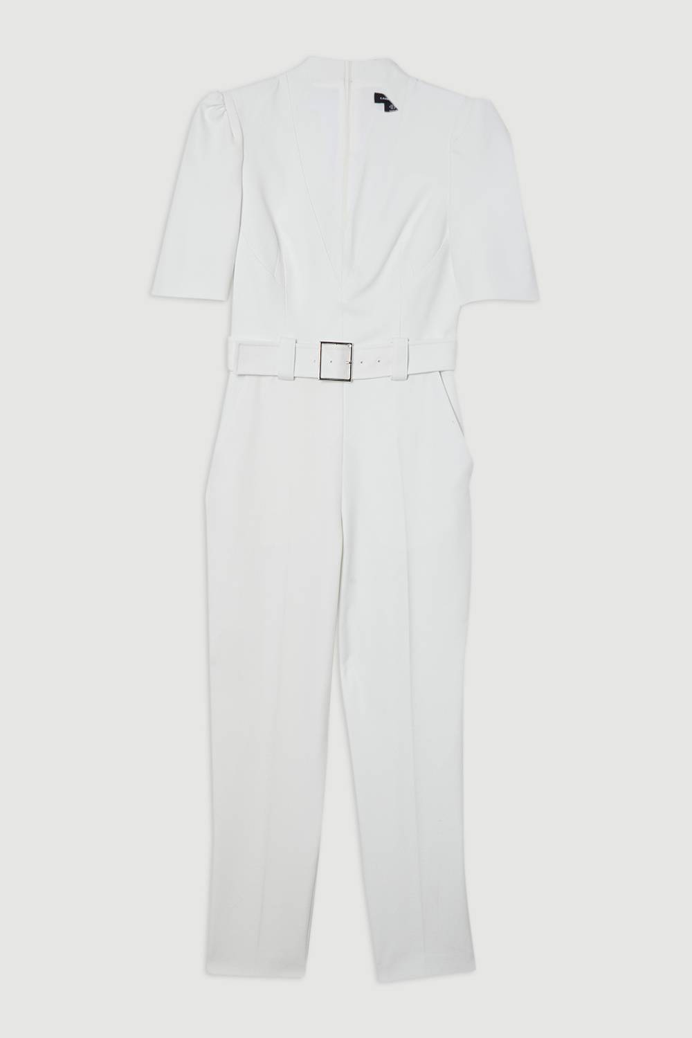 KarenMillen Petite combinaison structurée en crêpe avec ceinture intemporelle