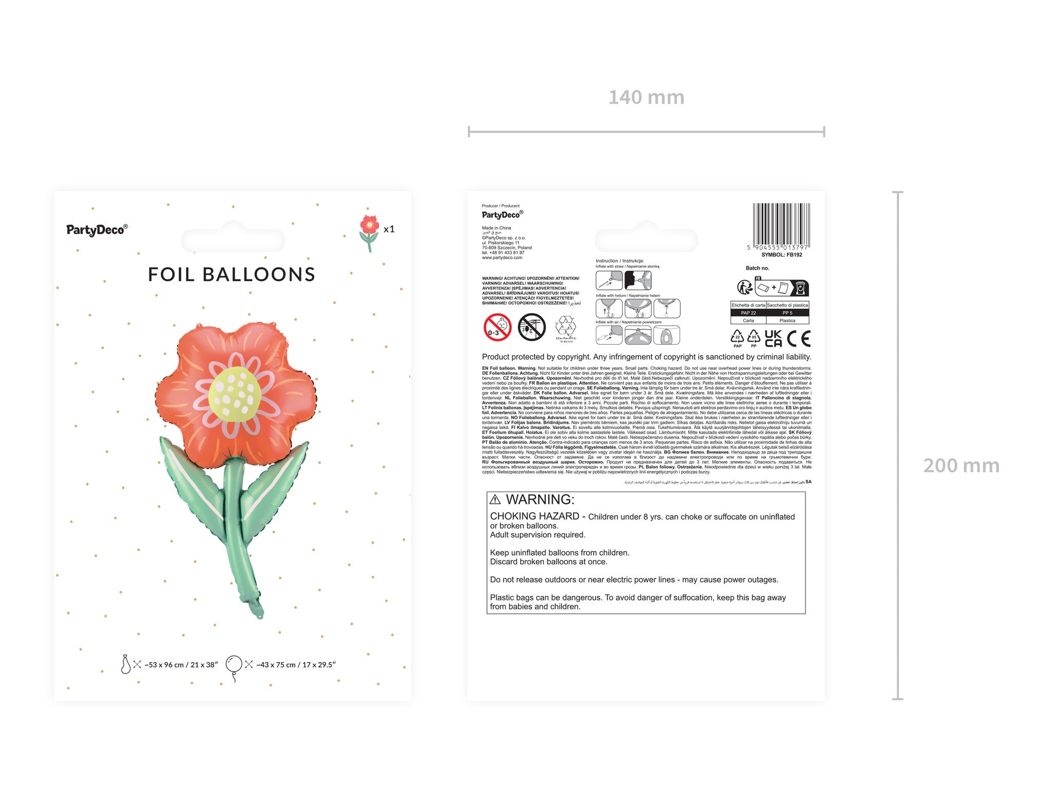 Helium Ballon Bloem Leeg 75cm