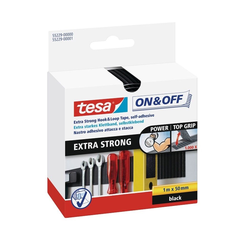 BORRELÅSTAPE TESA EKSTRA STERK 1MX50MM SVART