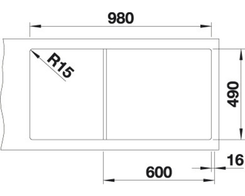 Blanco ZENAR XL 6 S DGP spoelbak, 1000 x 510 mm, antraciet, 524052, 1 bak, bak rechts, met afdruiprek