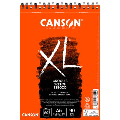 Canson XL - Bloc dessin croquis - 60 feuilles - A5 - 90 gr - blanc