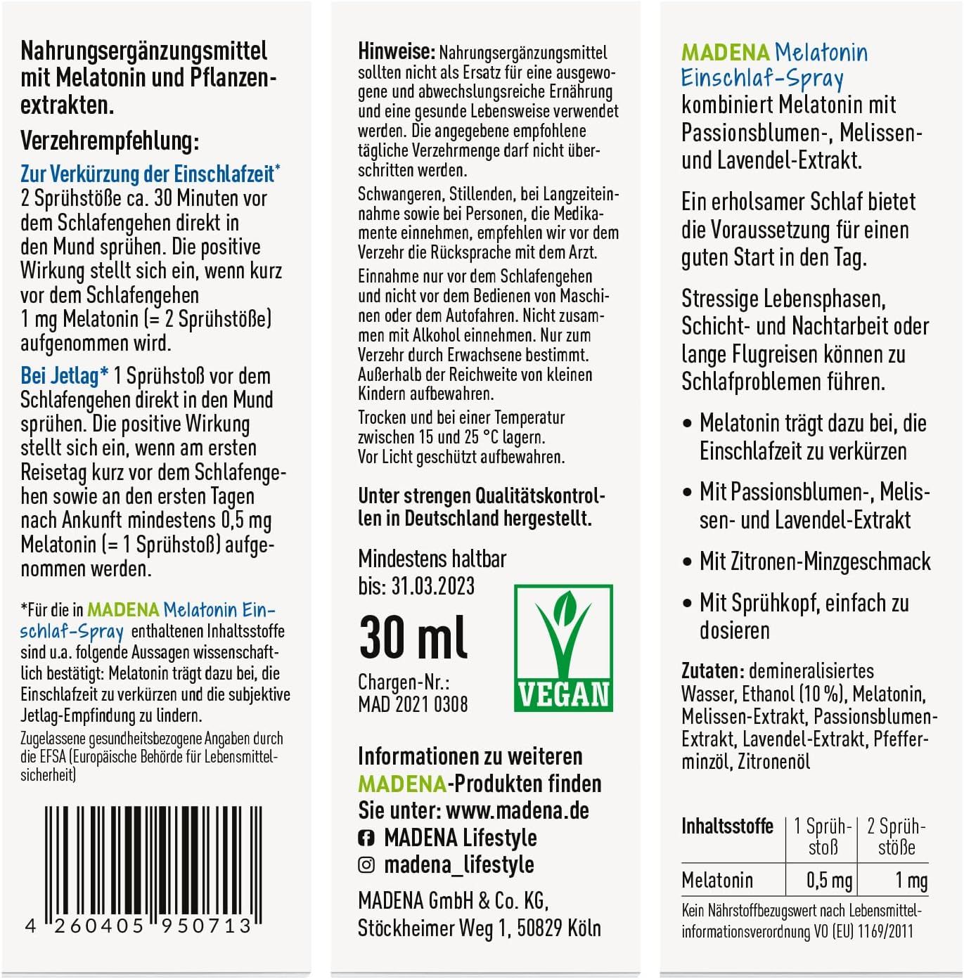 MADENA Melatonin Einschlaf-Spray