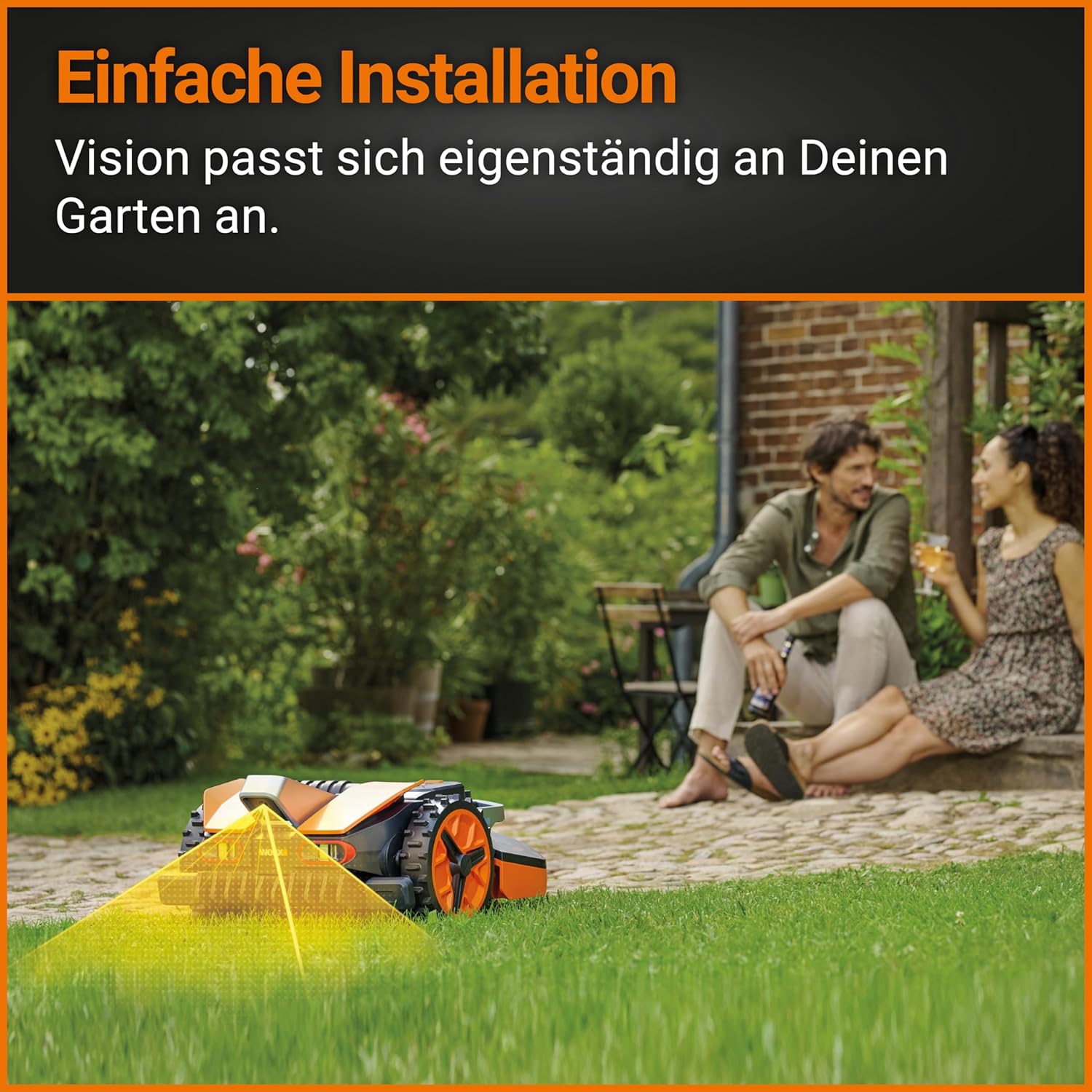 Aktionspaket - Mähroboter + Garage: WORX Landroid Vision M800 intelligenter Mähroboter WR208E.1 ohne Begrenzungskabel inkl. WA0821 Mährobotergarage