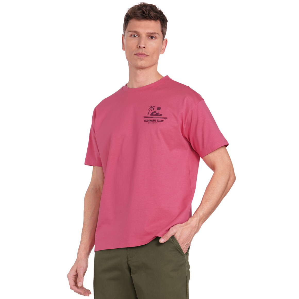 Jonas Nielsen Herren T-Shirt mit Backprint pink