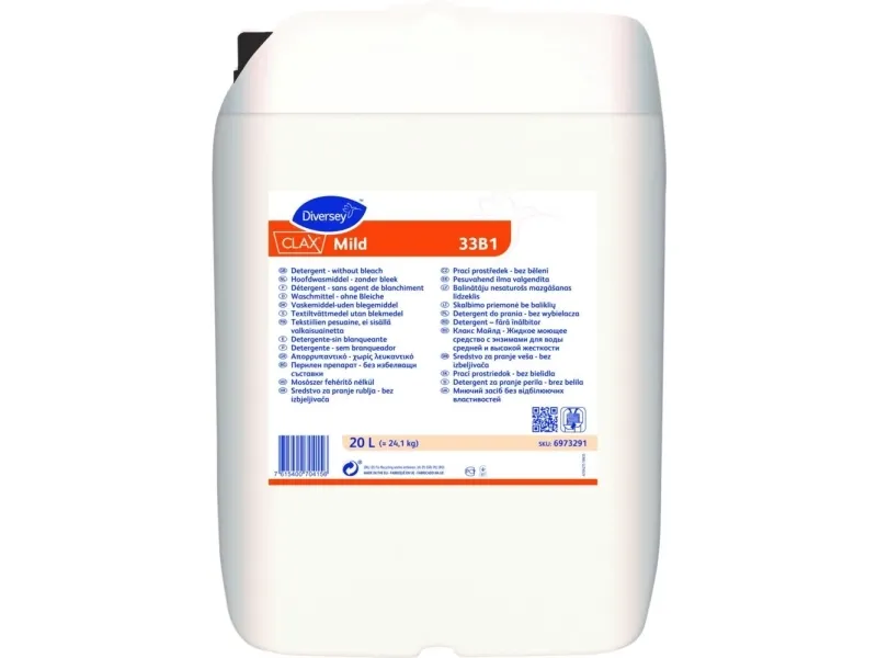 Tøjvask Flydende CLAX Mild 33B1 m/Parfume/Optisk hvid til Farvede tekstil 20 ltr,20 Ltr/dnk