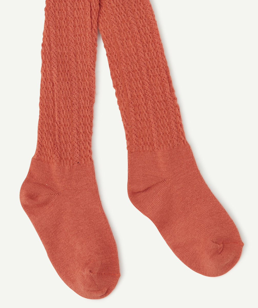 LES COLLANTS BÉBÉ FILLE EN TRICOT CORAIL
