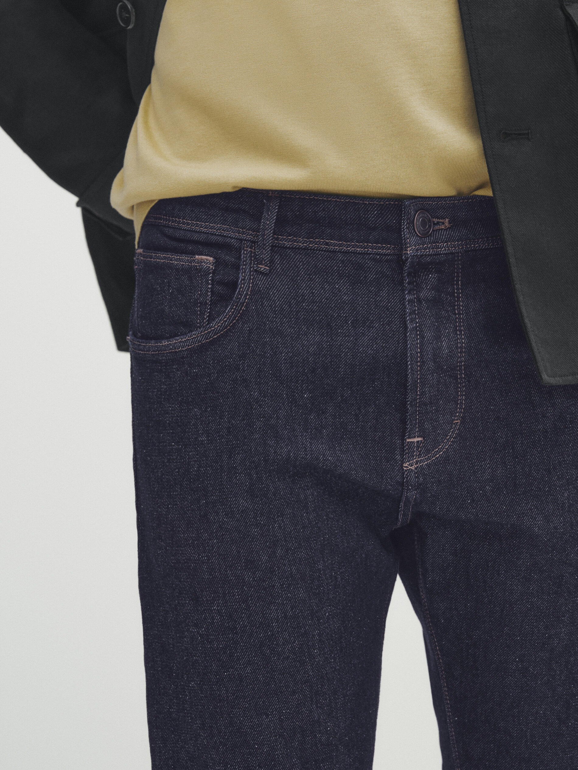 Calça jeans slim fit com zíper aberto - INDIGO
