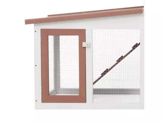 Clapier large d'extérieur Marron et blanc 204x45x85 cm Bois