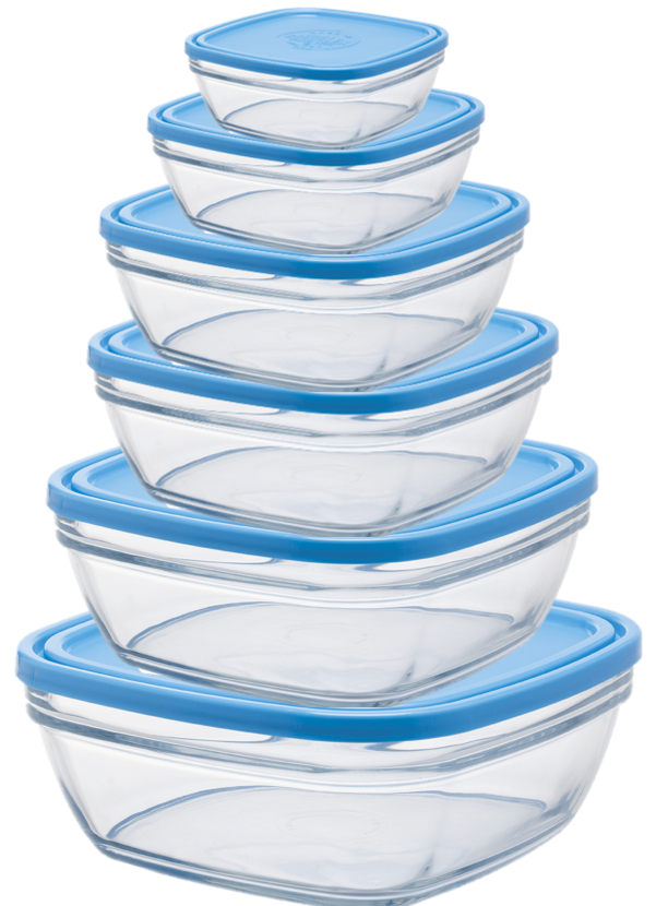 Freshbox - Set de 6 Boites de conservation transparentes carrées multi-tailles