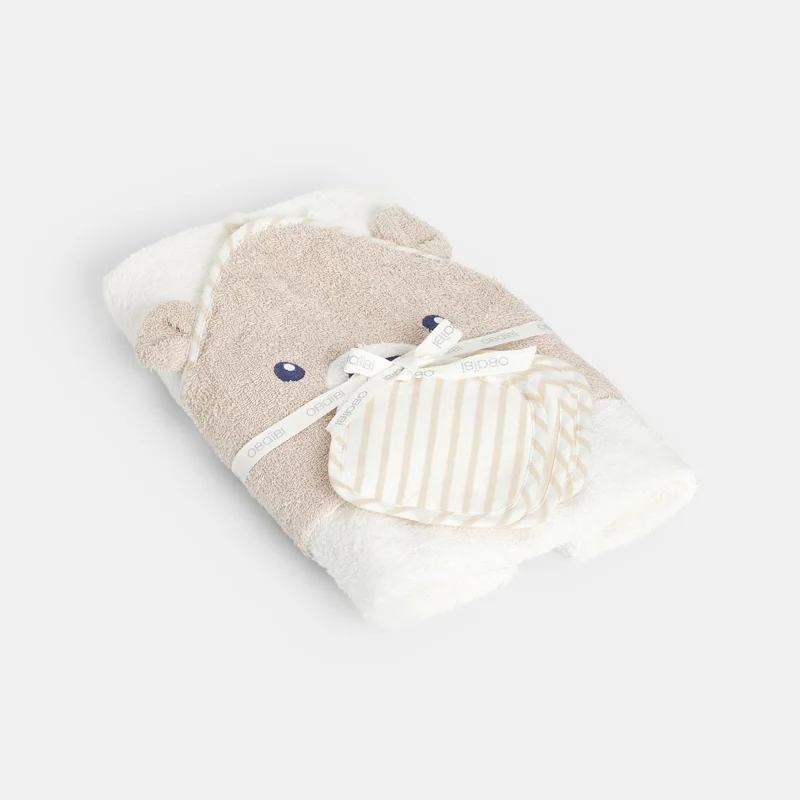 Cape de bain avec lingettes tissu blanc bébé mixte Blanc