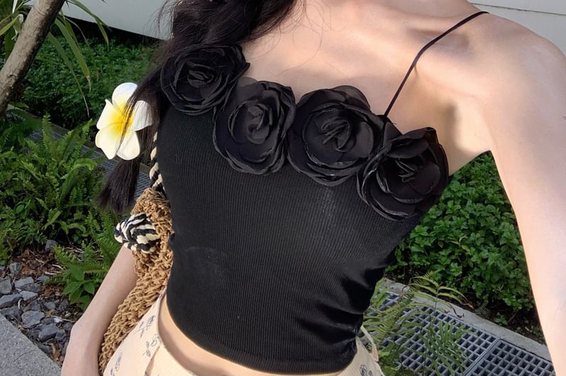 Lydiah - High Rise Floral Print Wide Leg Pants / Crop Camisole Top