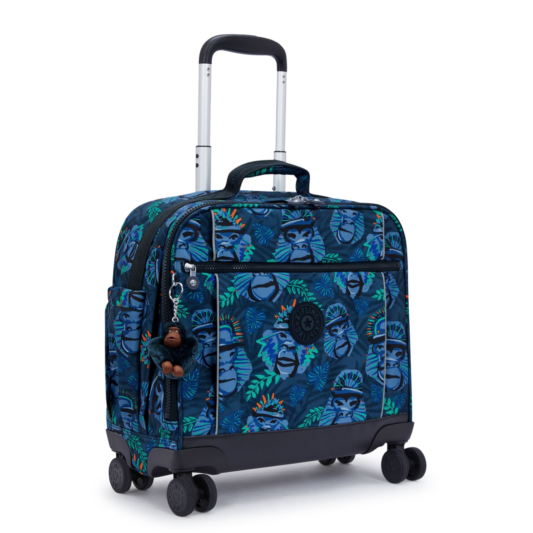 NEW STORIA Sac d'école à 4 roues pour enfants avec compartiment pour ordinateur - Blue Monkey Fun